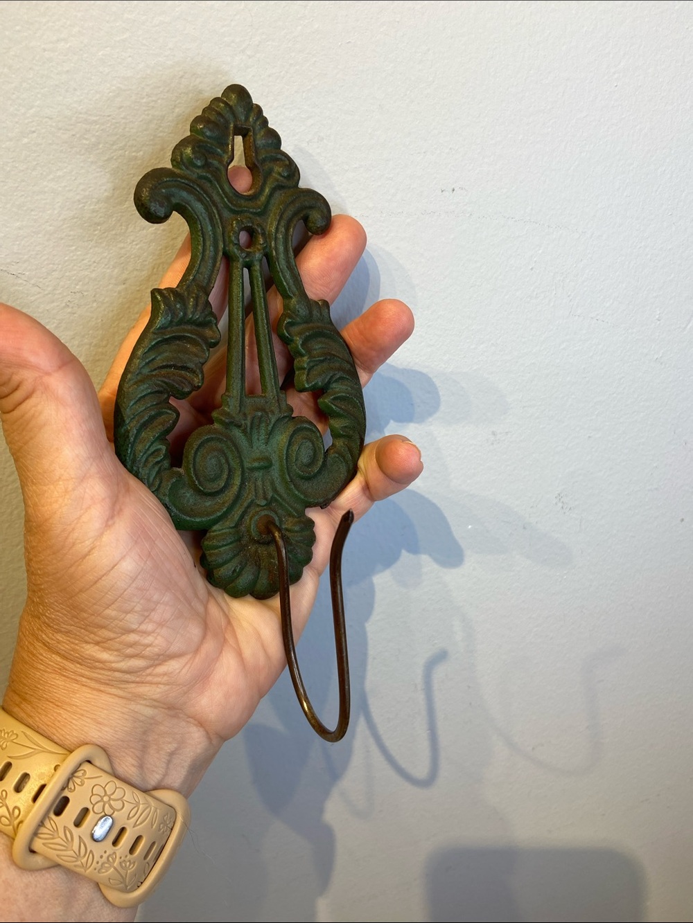Vintage Made in USA Cast Metal Green Wall Hanging Receipt Orders Holder
